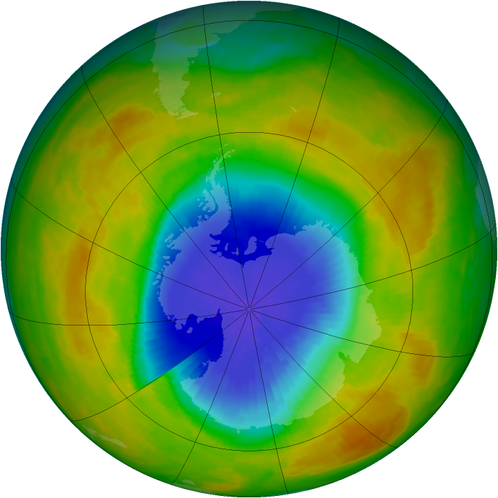 Antarctic ozone map for 13 October 2002